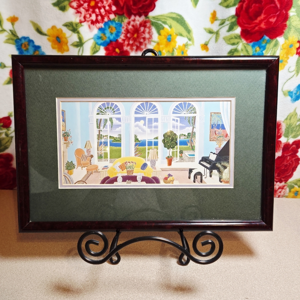 Vintage Thomas McKnight Palm Island Couch Room Scene Print 14"x9.5"